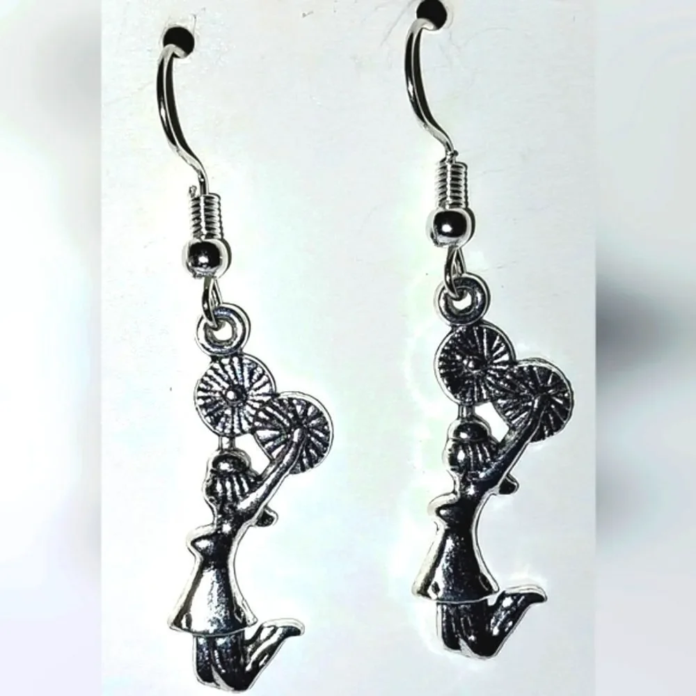 Hand crafted antique cheerleader earrings
